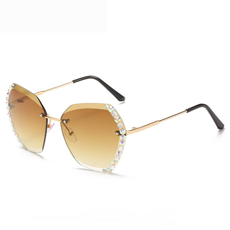Oversized Rimless Diamond Square Sunglasses Women