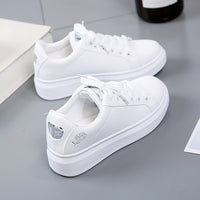 2020 Women Casual Shoes New Spring Women Shoes Fashion Embroidered White Sneakers Breathable Flower Lace-Up Women Sneakers