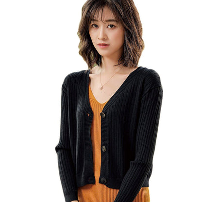 V Neck Knitted Long Sleeve Cardigans for Women