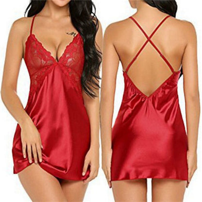 Large size satin summer ladies and women&#39;s purple red nightdress sexy suspender underwear,sexy lingerie