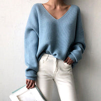 Korean Style Oversized v neck Womens Sweater