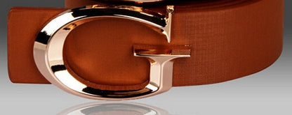 Gold G Smooth Buckle Belt Straps For Unisex