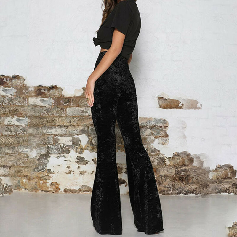 Vintage Velvet Long Flare High Waist Bell Bottom Pants