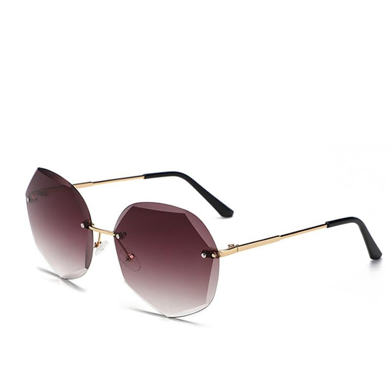 Oversized Rimless Diamond Square Sun Glasses For Female