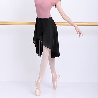 Ballet Skirt Women Adult Long Wrap Chiffon Skirt Ballet Tutu Skate Skirt Adjustable Buckles Ballerina Dance Wear