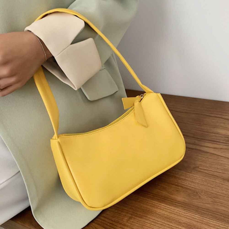 Leather Shoulder Totes Underarm Vintage Top Handle Bag Female Small Subaxillary Bags Clutch