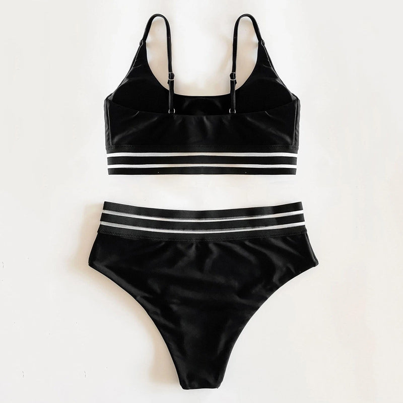 Bathing Suit High Waist Women's Bikini Print Set Swimsuit Net yarn Filled Bra Swimwear Beachwear