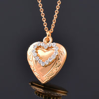 Gold Color Photo Frame Open Heart Locket Pendant Necklace For Women