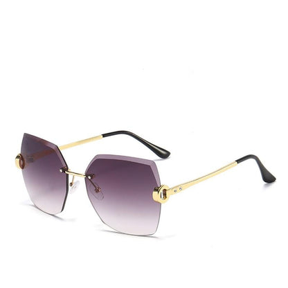 Oversized Rimless Diamond Square Sun Glasses For Female