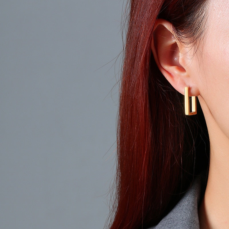 Minimalist Square Hoop Earrings for Women