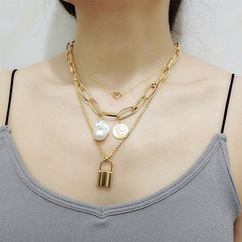 Fashion Chain Pearl Necklace For Women