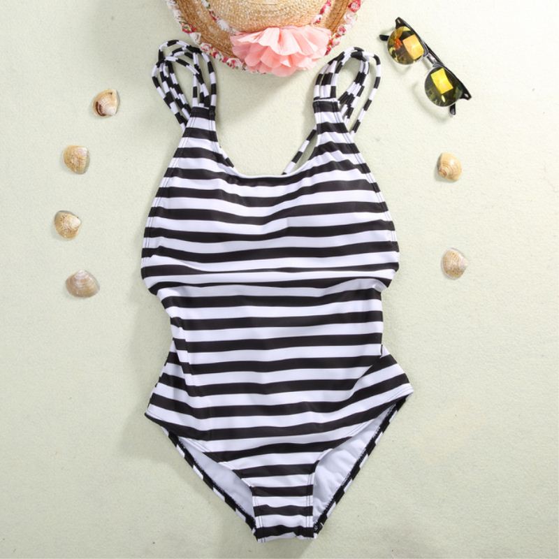 Summer Sexy swimsuit Striped Padded One Piece Suit Swimwear Bikinis Ladies One-piece Bathing Suit