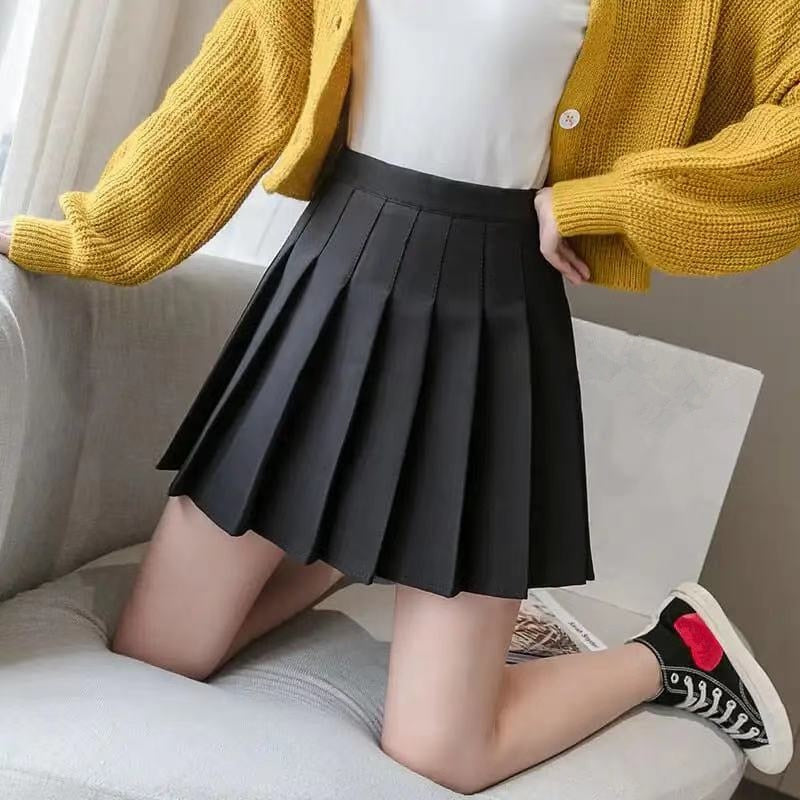 High Waist Preppy Style Student Pleated Skirts