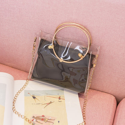 Transparent Bucket Bag Clear PVC Jelly Small Shoulder Bag Female Chain Crossbody Messenger Bags