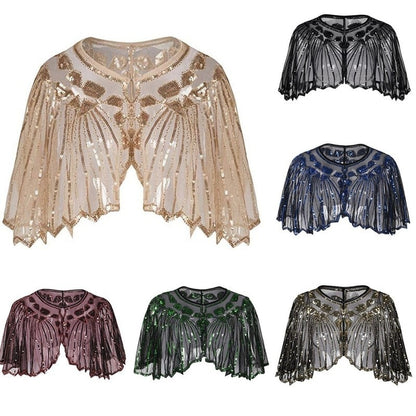 Evening Cape Cover Up Wedding Dress Shawl Women&#39;s Shawl Beaded Sequin Deco