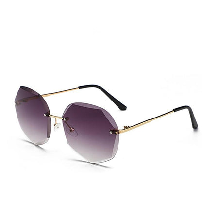 Oversized Rimless Diamond Square Sun Glasses For Female