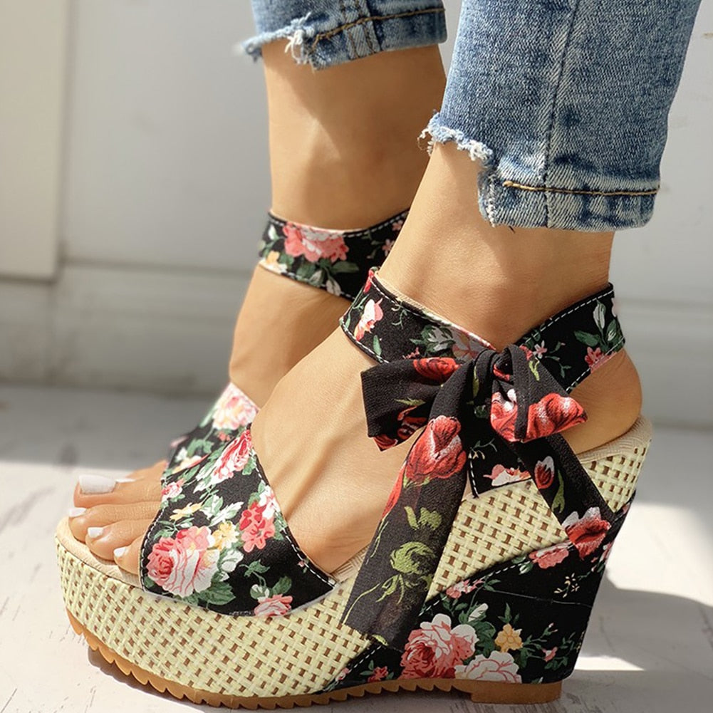 Lace Leisure Women Wedges Heeled Women Shoes