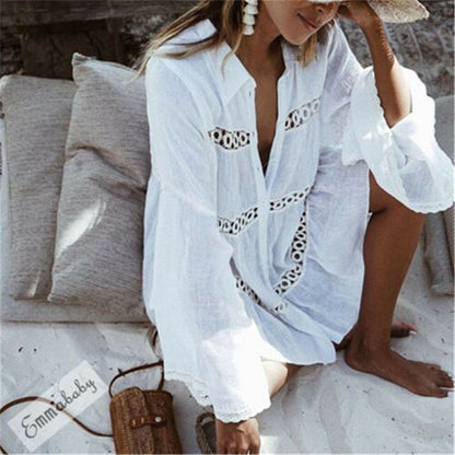 New Bikini Women Cover Up Lace Hollow Crochet Swimsuit Beach Dress Women Summer Ladies Cover-Ups Bathing Suit Beach Wear Tunic