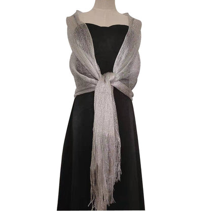 Elegant Evening Dresses Shawls Female Golden Silvery Wire Tassels Bridal Bridesmaid Party Wedding Temperament Accessories Scarf