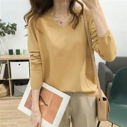 V-Neck Women Sweater Pullovers