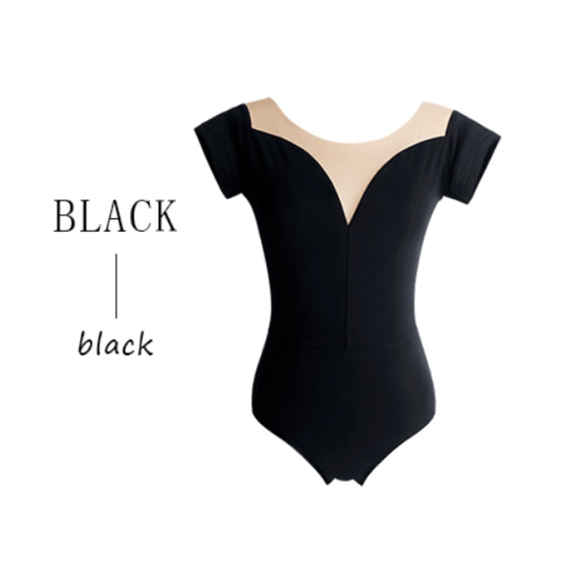 Ballet Leotards For Women Adult Sexy Neckline Cotton Soft Mesh Gymnastics Leotard Ballet Costumes