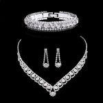 TREAZY Silver Color Rhinestone Crystal Bridal Jewelry Sets for Women Necklace Earrings Bracelet Set Wedding Jewelry Accessories