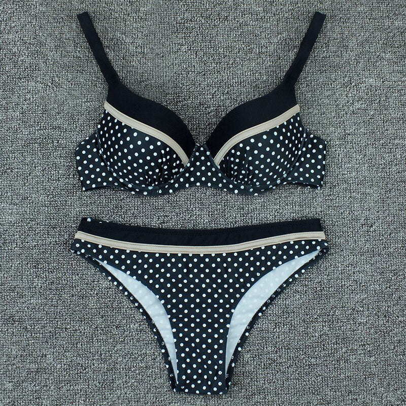 Sexy High Waist Micro Push Up Dot Bikini Swimwear