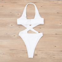 Hollow Out Swimwear One Piece Halter Push Up Brazilian Bathing Suits