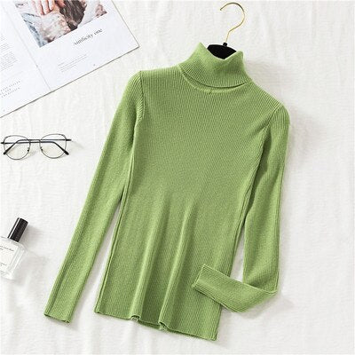 Sweater Casual Soft polo-neck Jumper Fashion Slim Femme Elasticity Pullovers