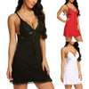 Sexy Lace V-neck Lingerie Sleepwear Women Black Red White Camis Seamless Padded Bra Night Dress