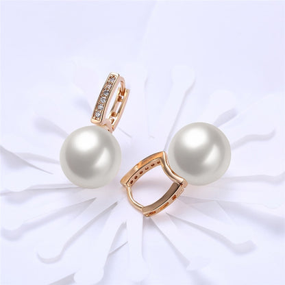 925 Sterling Silver/18K Gold Pearl AAA Zircon Earrings For Women