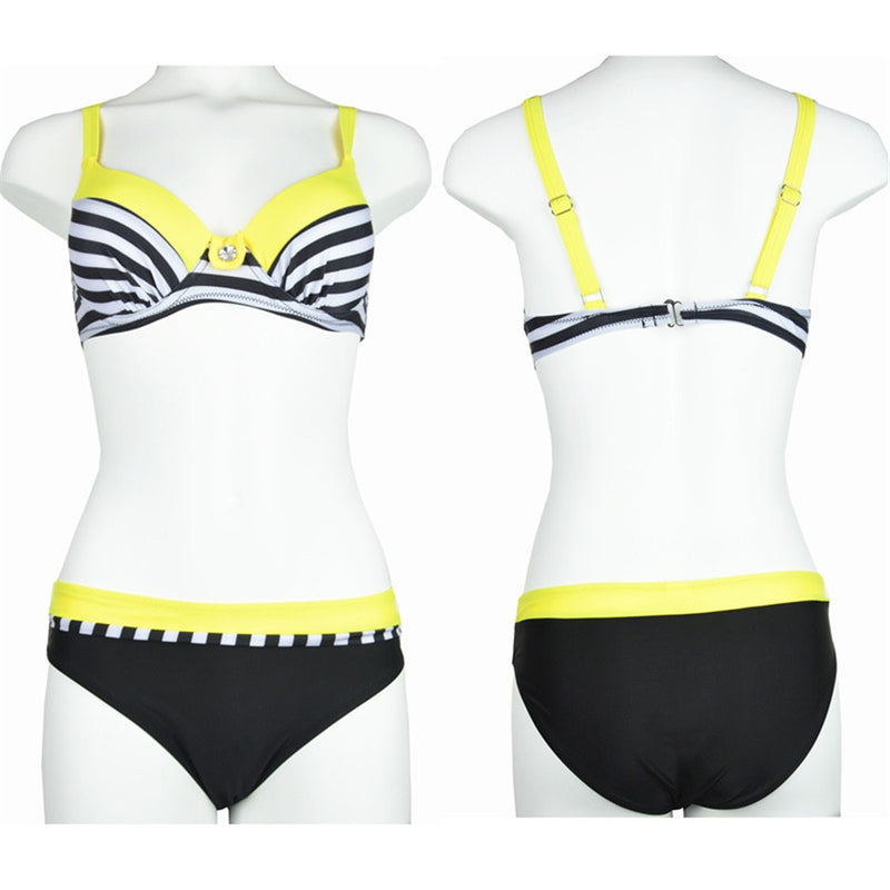 Striped Patchwork Plus Size Swimwear