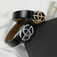 Two G buckle genuine leather mens belt