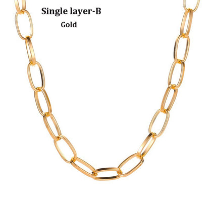 Fashion Multilayer Golden Chain Necklace Ladies Collar Sweater Metal Choker Necklace