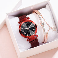 Rose Gold Starry Sky Fashion Women's Quartz Wristwatch Bracelet box Set