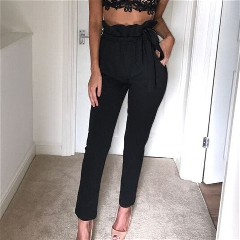 Drawstring High Waist Pants