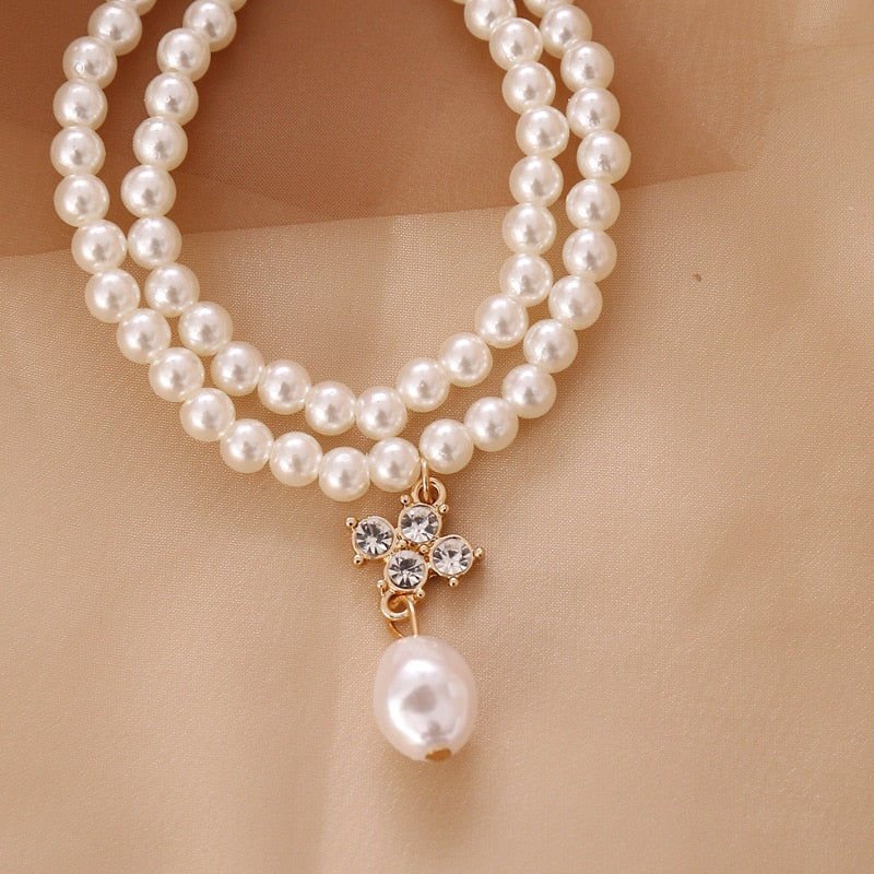 Double Layer Pearl Choker Wild Fashion Clavicle Chain Female Necklace