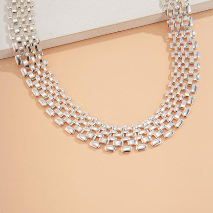 Thick Chain Necklace Women High Quality Big Iron Metal Silver Color Necklace