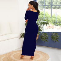 HOT SALES!!! Spring Autumn Sexy Women Solid Color Long Sleeve Round Neck Bodycon Maxi Dress evening party dress sexy comfortable