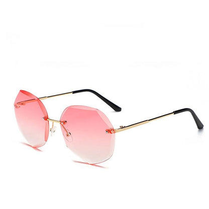 Oversized Rimless Diamond Square Sun Glasses For Female