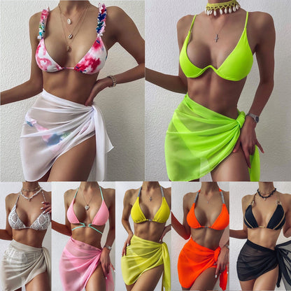 iTranyee Sexy Women Chiffon Swimwear Pareo Scarf Cover Up Wrap Kaftan Sarong Beach Wear Candy color Bikinis Cover-Ups Skirts y2k