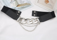Leather Wide Waist Corset  Belt With Chain
