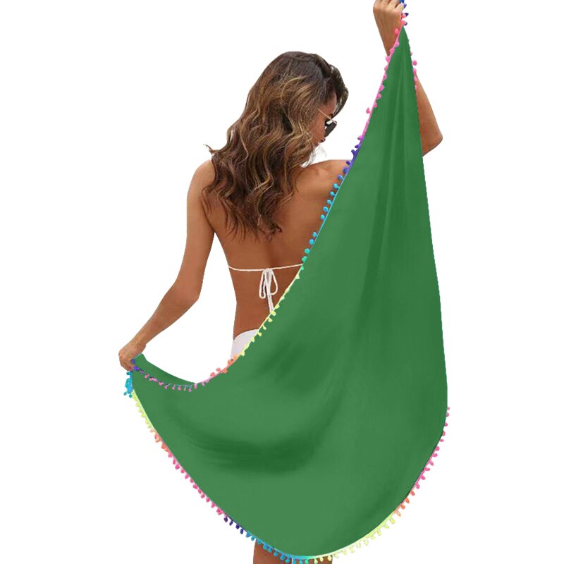 Women Colorful Tassel Chiffon Scarves Swimsuit Bikini Cover Up Sexy Skirt One Piece Irregular Scarf Female Sarong Beach Wear