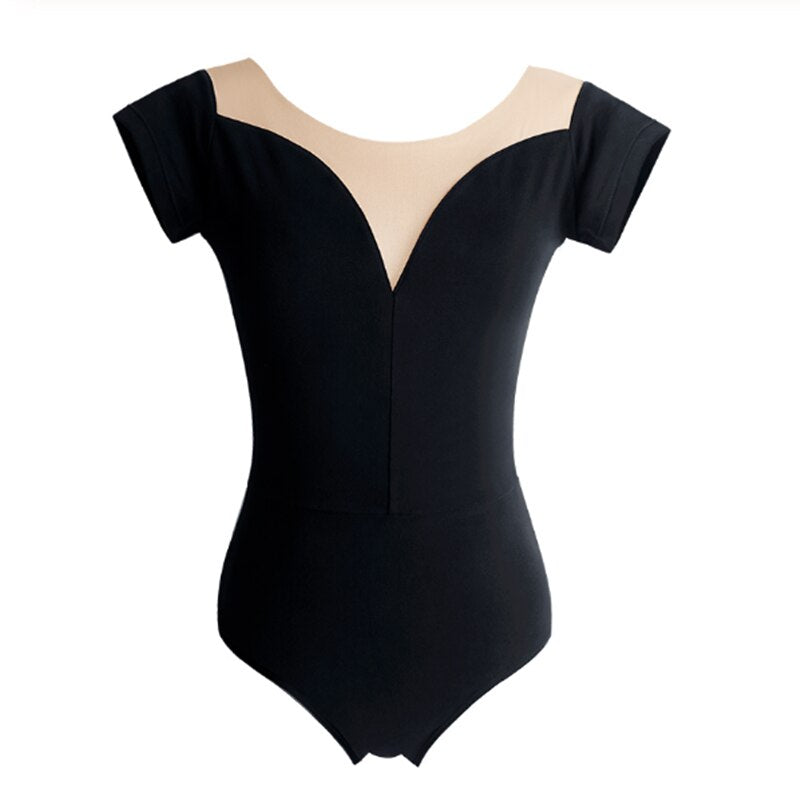 Ballet Leotards For Women Adult Sexy Neckline Cotton Soft Mesh Gymnastics Leotard Ballet Costumes