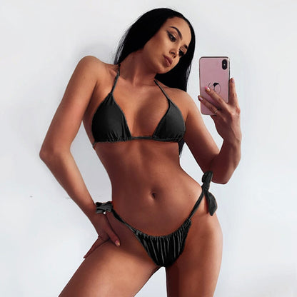 Sexy Two Piece Bikini Swimsuit Women Swimwear Push Up Black Vintage Bathing Suit Brazilian Bikinis