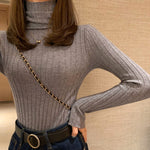 Soft Slim Elastic Knitted Jumper Fashion Long Sleeve Turtleneck Pullover Sweater