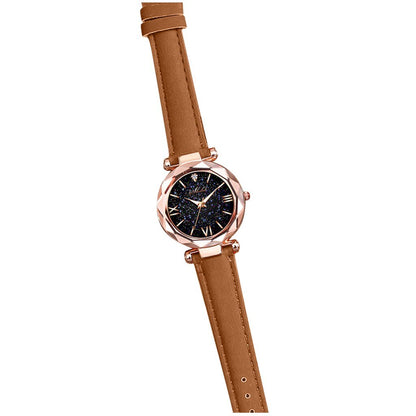 Rose Gold Women Starry Sky Magnetic Wrist Watch