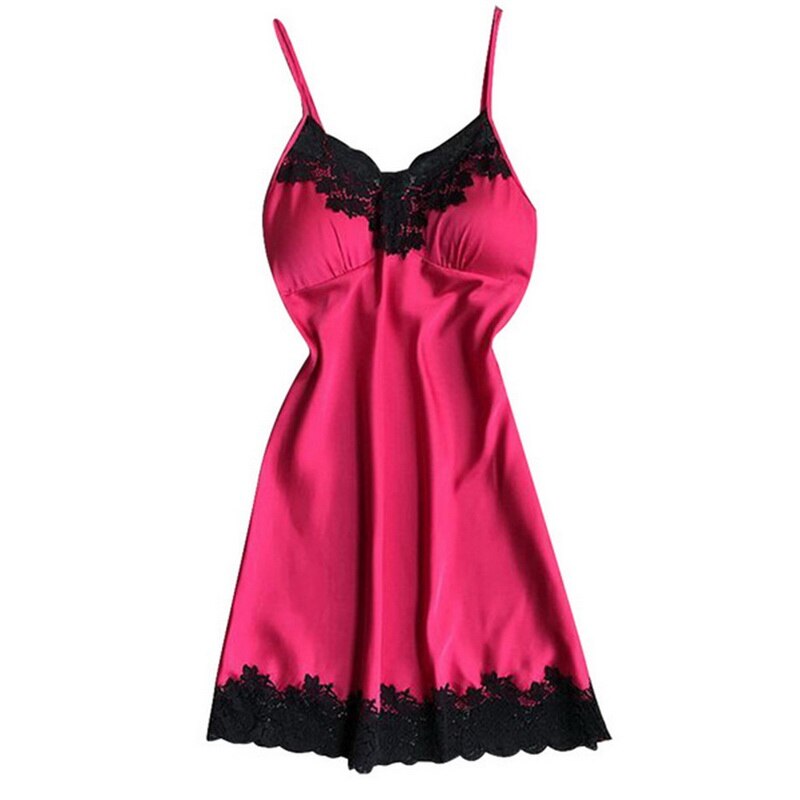 1set Women Evening Nightgown Nightie Sleepwear Lingerie Red Sexy Long Dressing Night Gown Dress