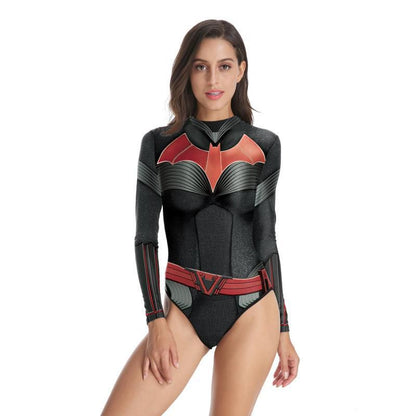 3D Printed Superheros Swimsuits Cosplay Batwoman Swimwear Long Sleeve Rash Guard Swimming Surfing Shirt