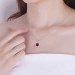 925 sterling silver necklace with heart shape ruby zircon pendant